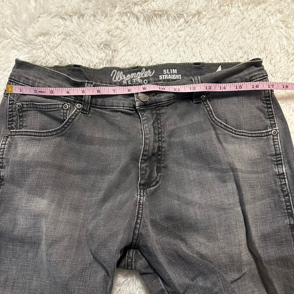 Wrangler Retro Slim Straight Mens Jeans  Grey 88MWZGD 36x34 Stretch Denim‎ - Picture 7 of 10